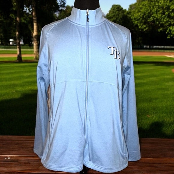 CUTTER & BUCK Tampa Bay Rays Women's Raglan Full-Zip Jacket - Light Blue XXXL - Picture 2 of 14